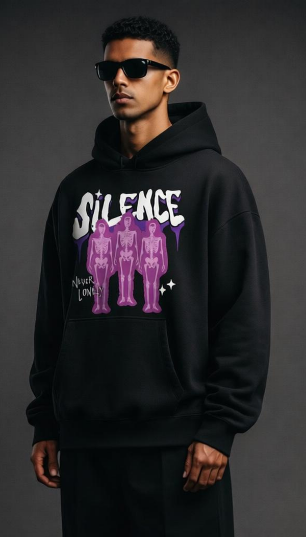 Silence Never Lonely Drop shoulder Hoodie