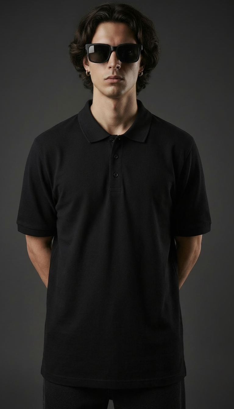 Black Essential Polo Tee