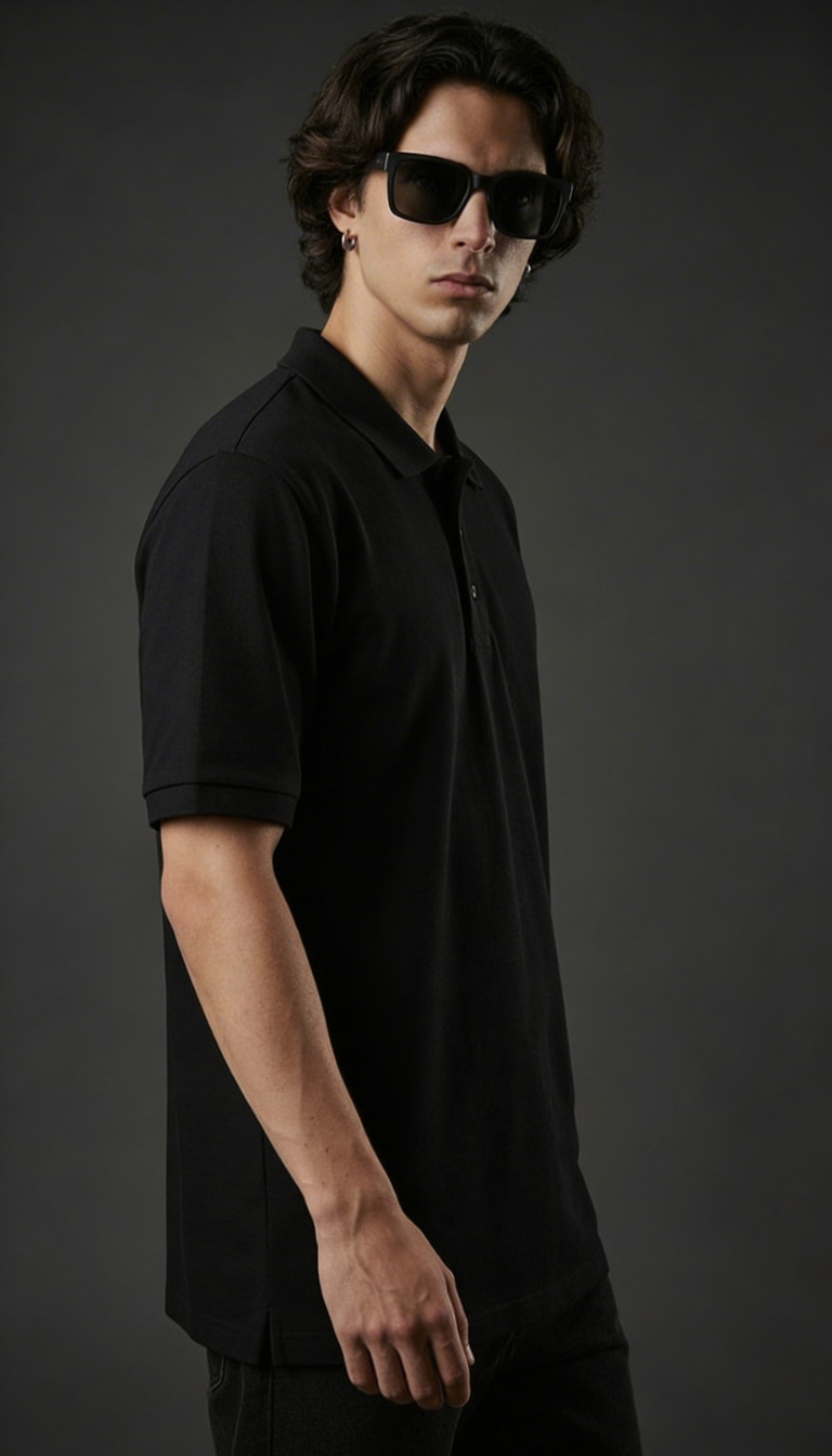 Black Essential Polo Tee