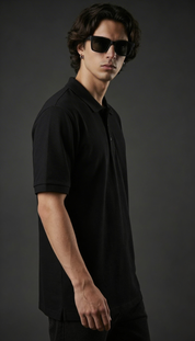 Black Essential Polo Tee