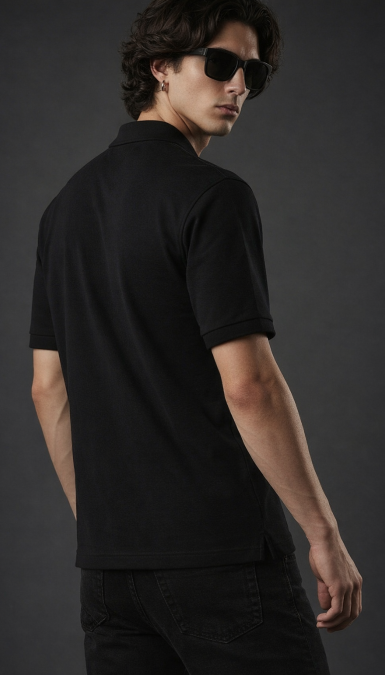 Black Essential Polo Tee