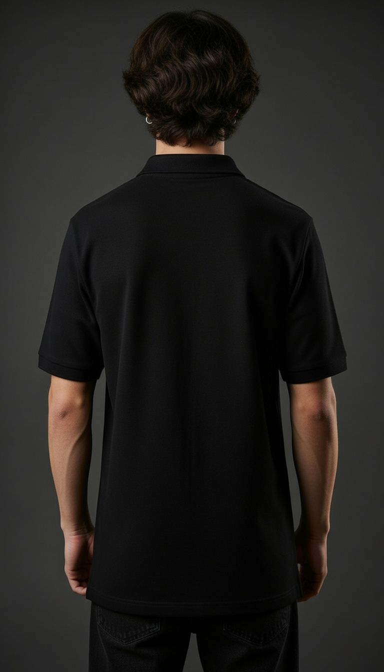Black Essential Polo Tee