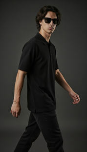 Black Essential Polo Tee