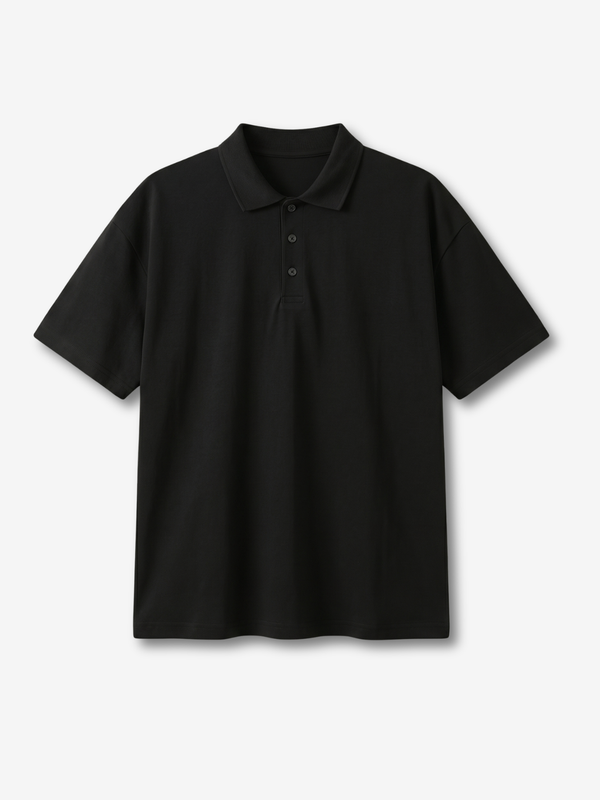 Black Essential Polo Tee