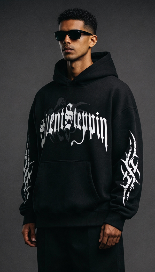 Silent Steppin Oversize Black Hoodie