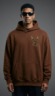 Rave Rabbit Oversize Brown Hoodie