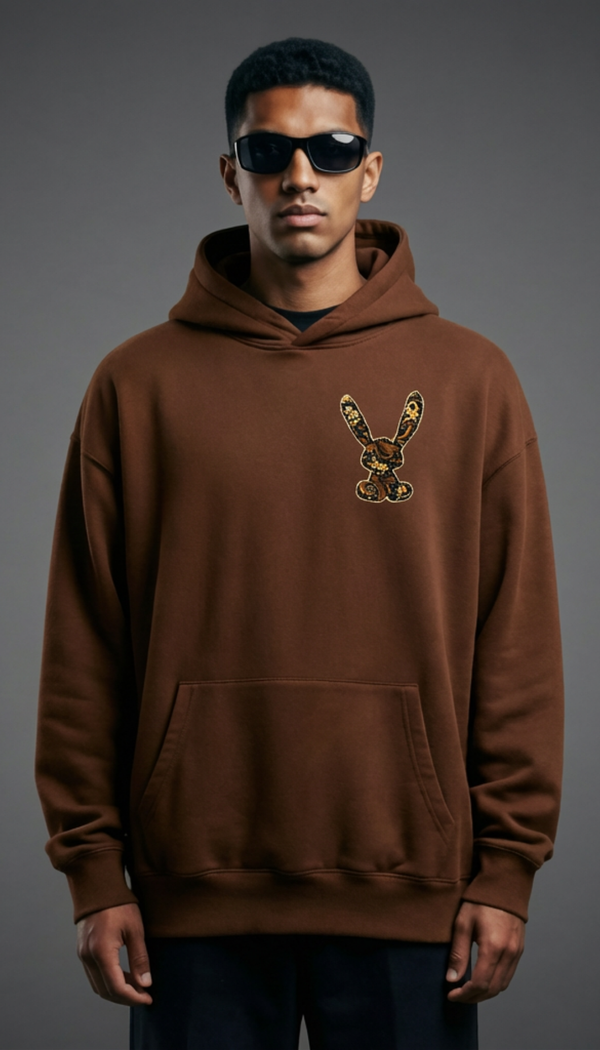 Rave Rabbit Oversize Brown Hoodie