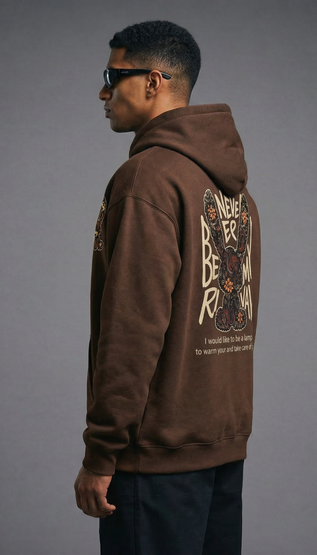 Rave Rabbit Oversize Brown Hoodie