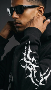 Silent Steppin Oversize Black Hoodie