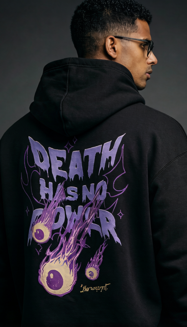 Death has No Power Black Oversize Hoodie