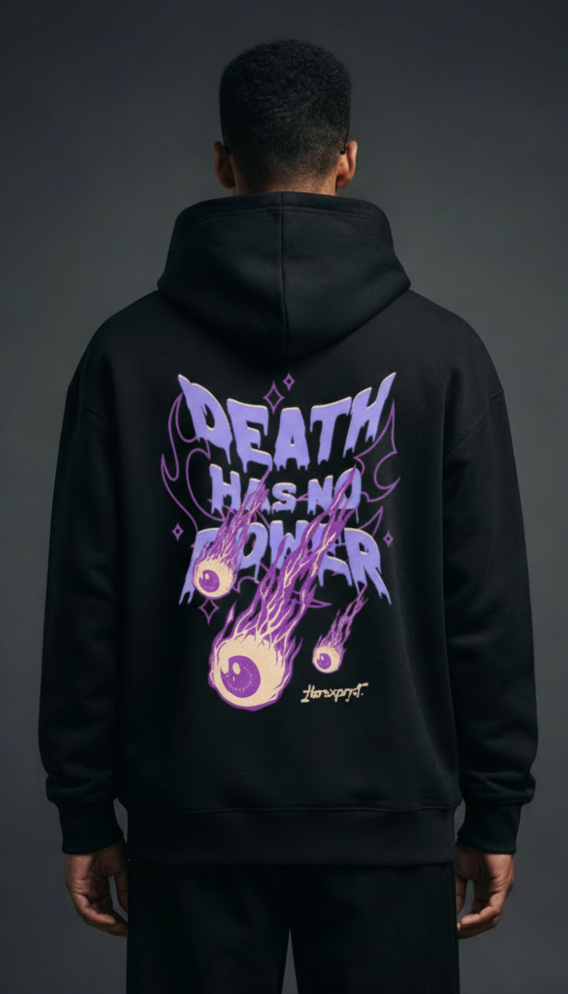 Death has No Power Black Oversize Hoodie