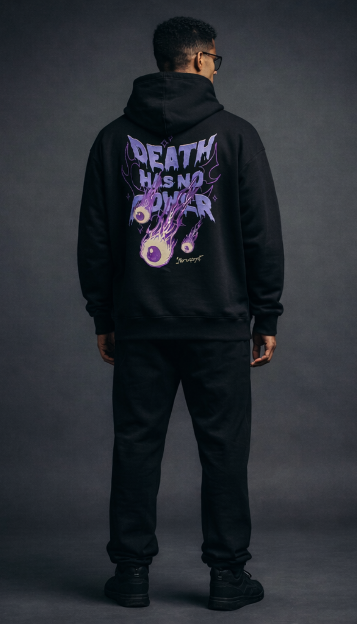 Death has No Power Black Oversize Hoodie