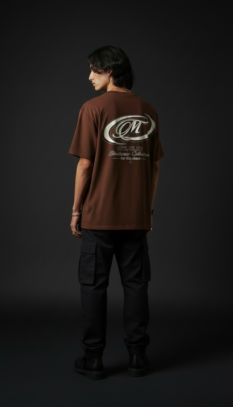 Chrome Emblem – Mocha Oversized Tee