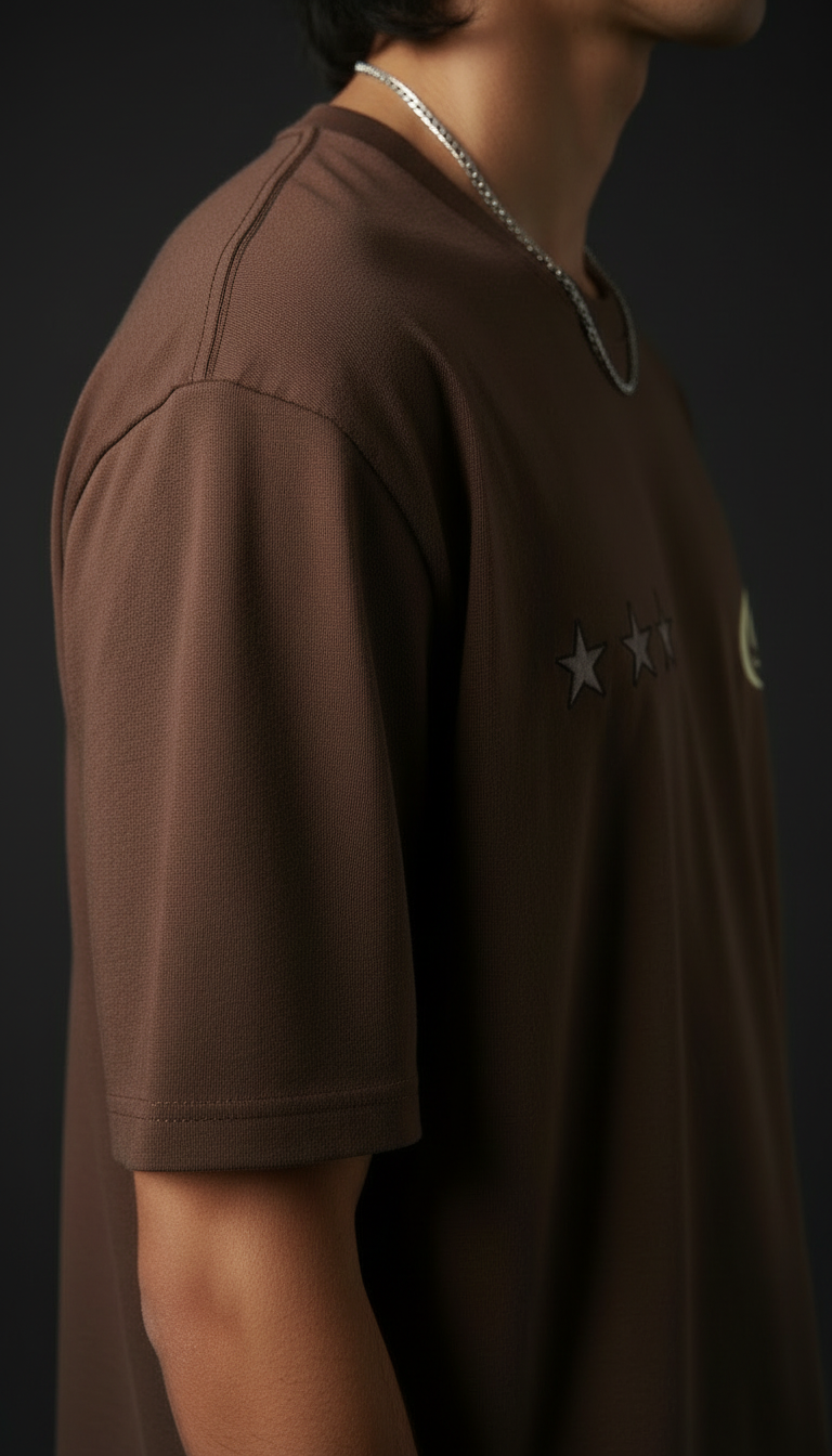 Chrome Emblem – Mocha Oversized Tee