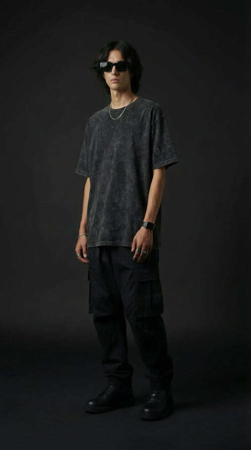 Black Acid Wash oversize Tee