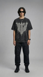 Obsidian Thorn Tee Black Acid Wash