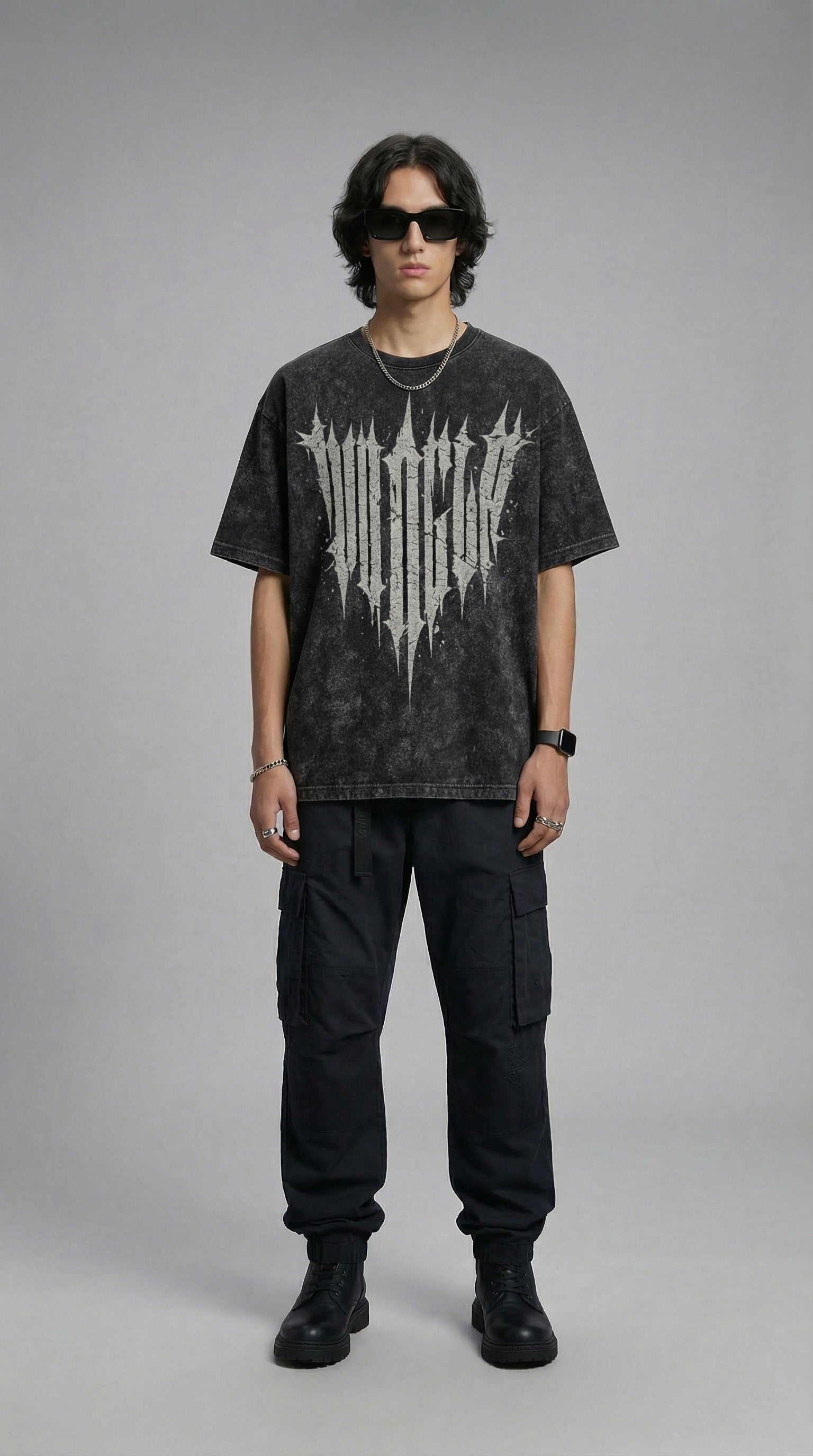 Obsidian Thorn Tee Black Acid Wash