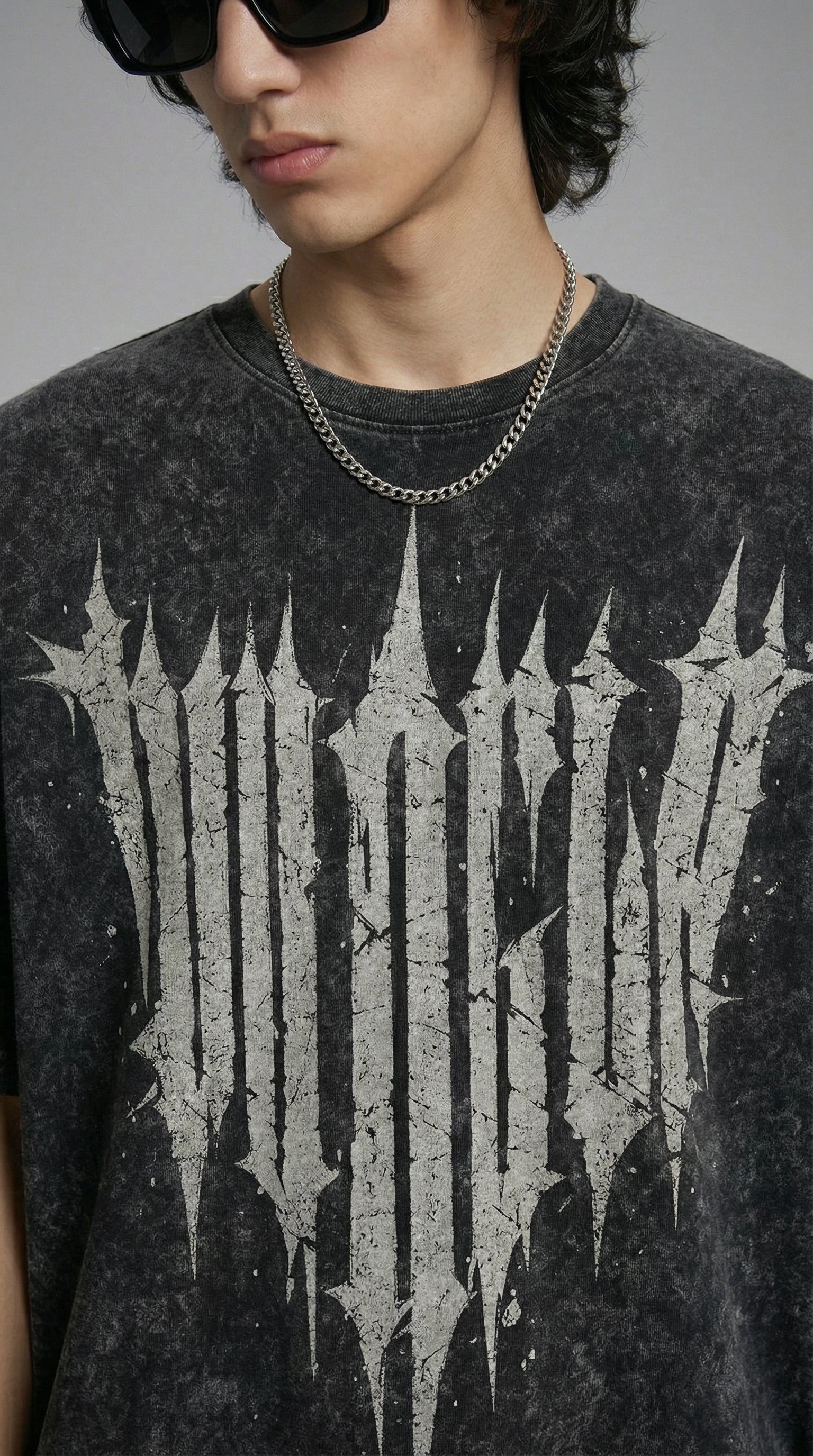 Obsidian Thorn Tee Black Acid Wash