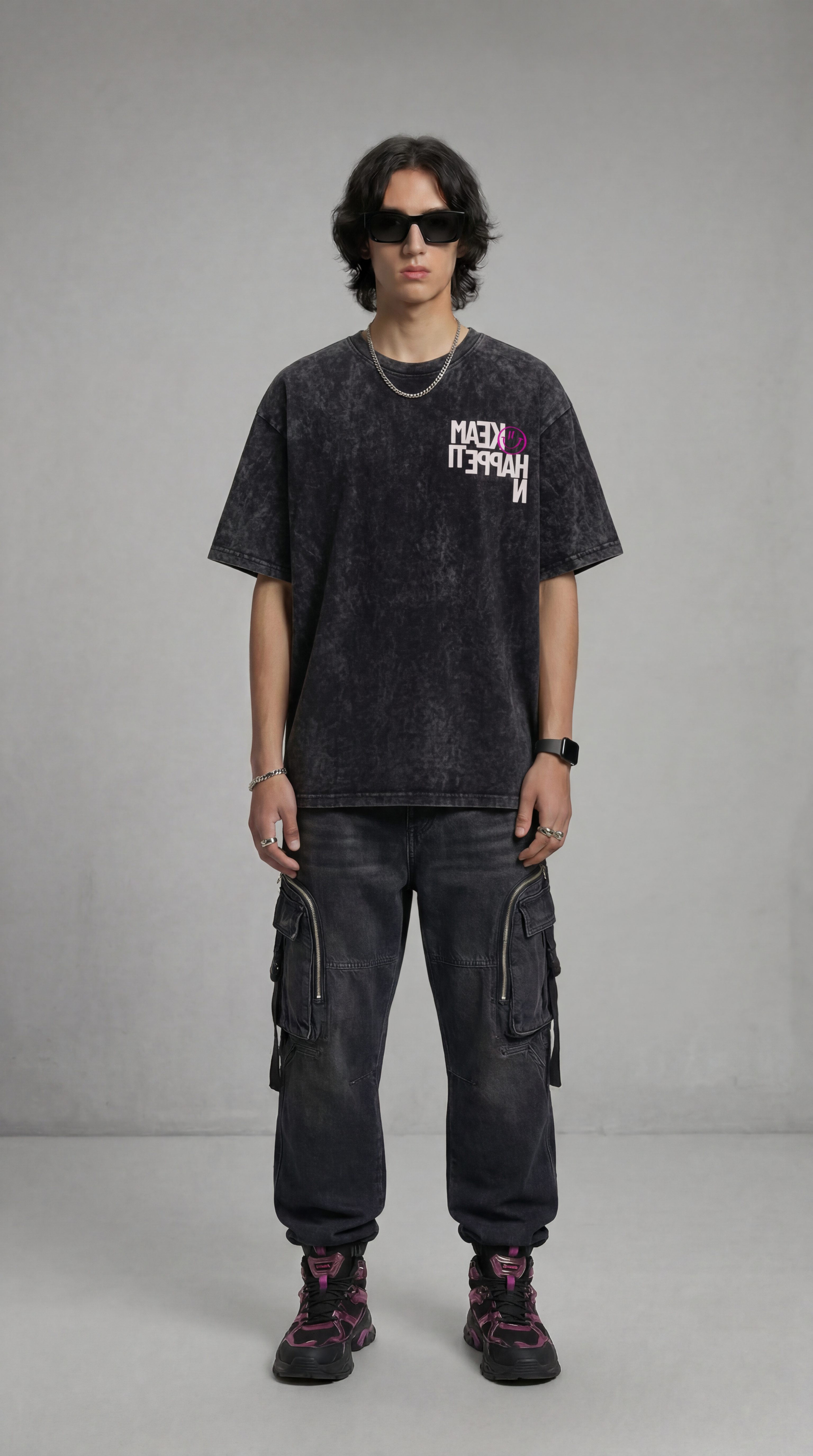 Make it Happen Acid Wash oversize T shirt