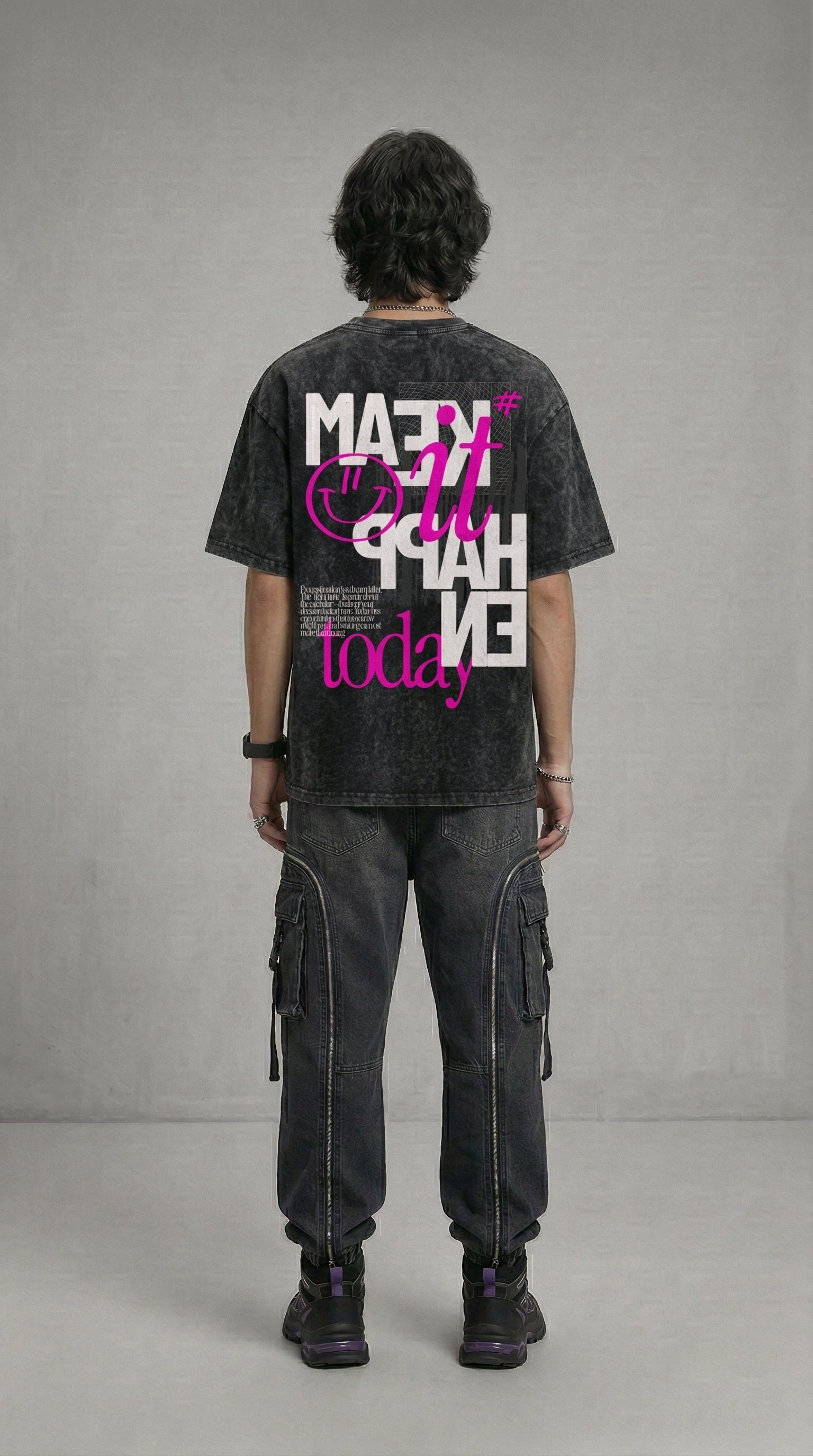 Make it Happen Acid Wash oversize T shirt