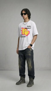 Pixel Perfect White Oversize Tee