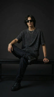 Black Acid Wash oversize Tee