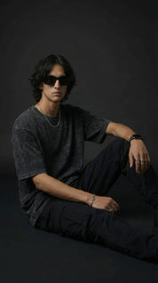 Black Acid Wash oversize Tee
