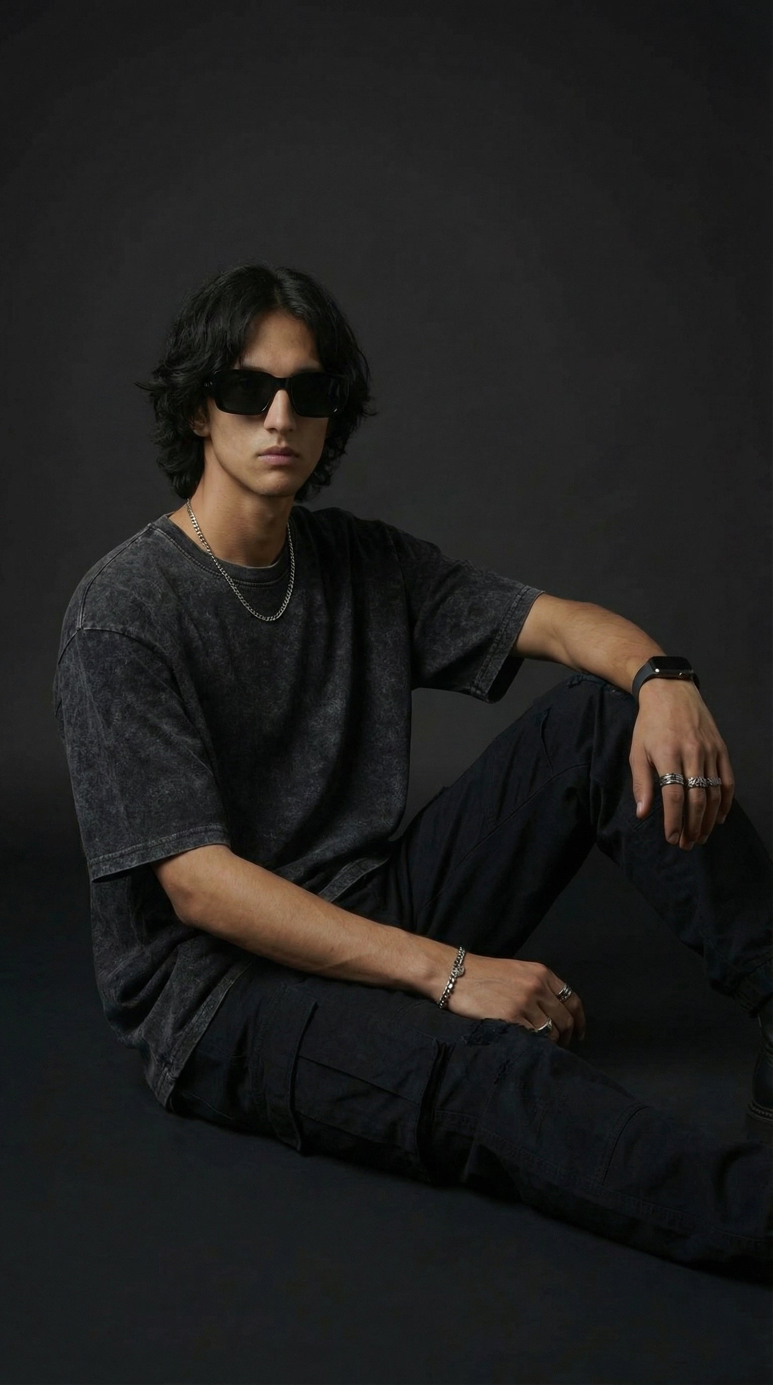 Black Acid Wash oversize Tee