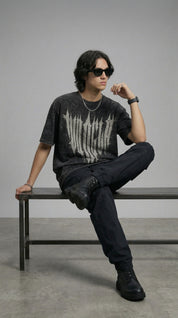 Obsidian Thorn Tee Black Acid Wash
