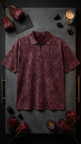 Wine maroon acid wash Polo Tee