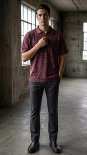 Wine maroon acid wash Polo Tee