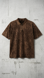 Earthy brown acid wash Polo Tee