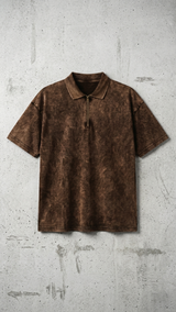 Earthy brown acid wash Polo Tee