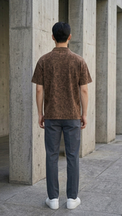 Earthy brown acid wash Polo Tee