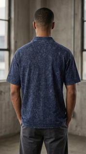 Navy blue acid wash Polo Tee