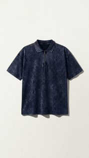 Navy blue acid wash Polo Tee