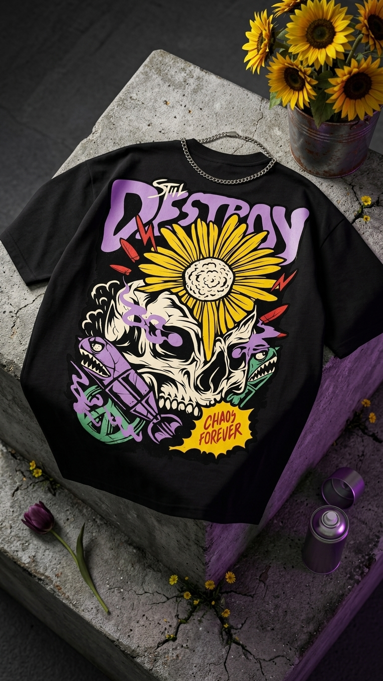 Destroy Black Oversize T Shirt