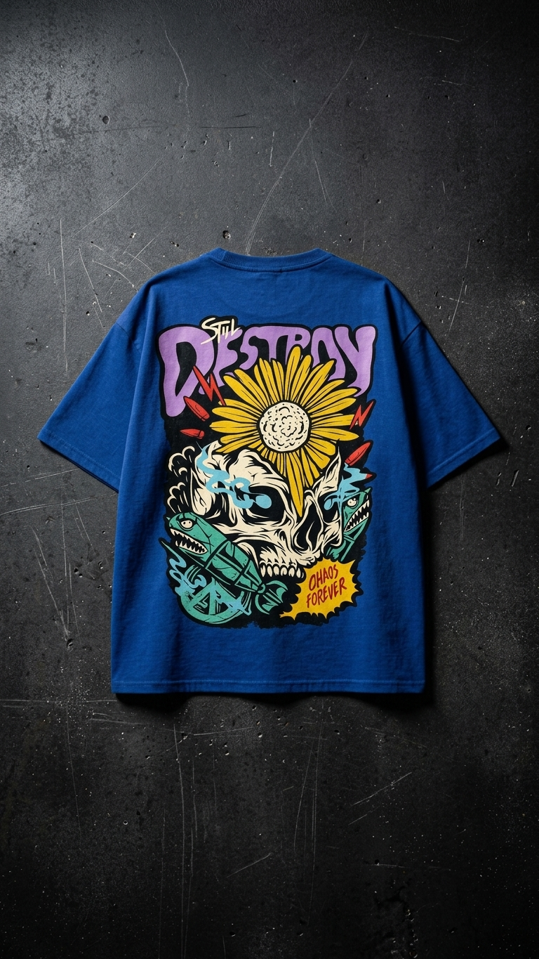 Destroy Oversize T Shirt Blue