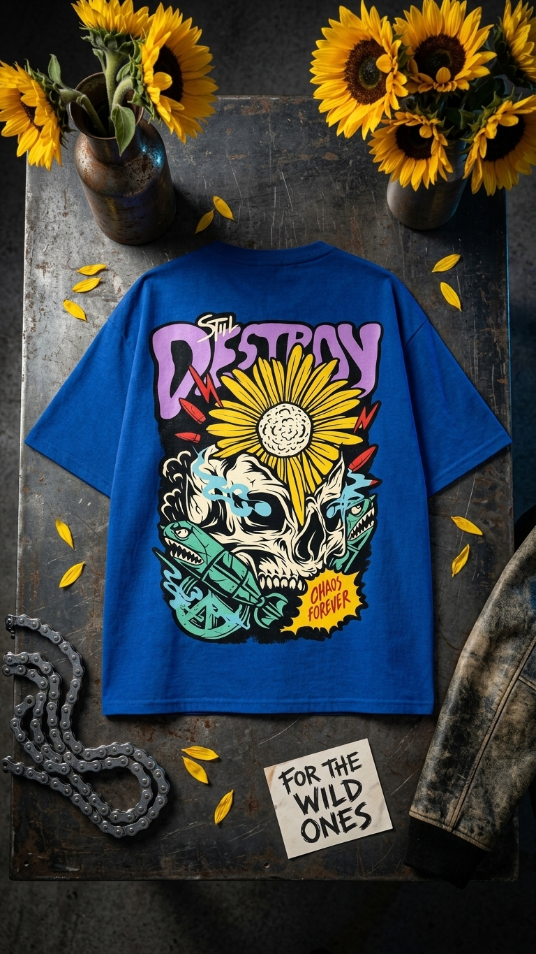 Destroy Oversize T Shirt Blue