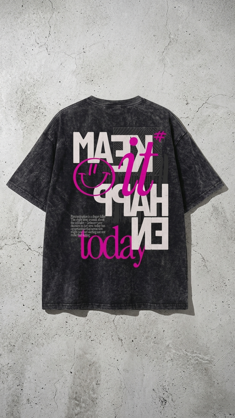 Make it Happen Acid Wash oversize T shirt
