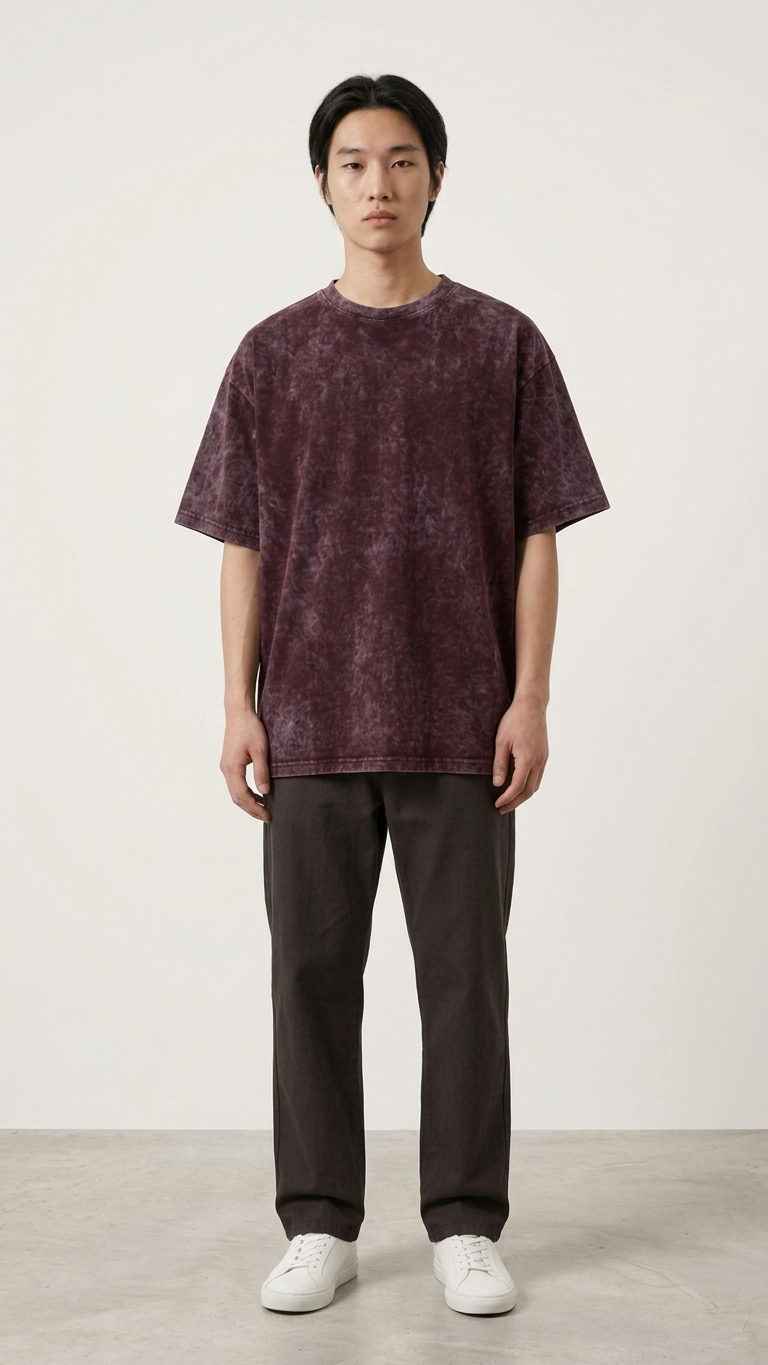 Maroon Acid Wash Tee