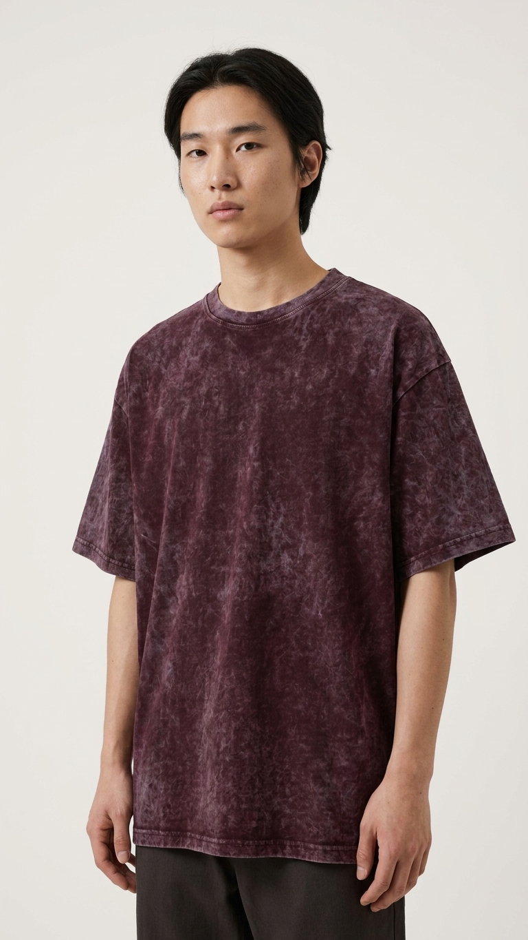 Maroon Acid Wash Tee