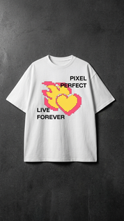 Pixel Perfect White Oversize Tee