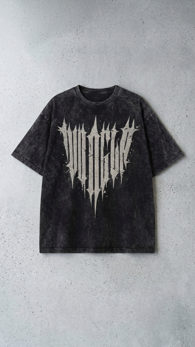 Obsidian Thorn Tee Black Acid Wash