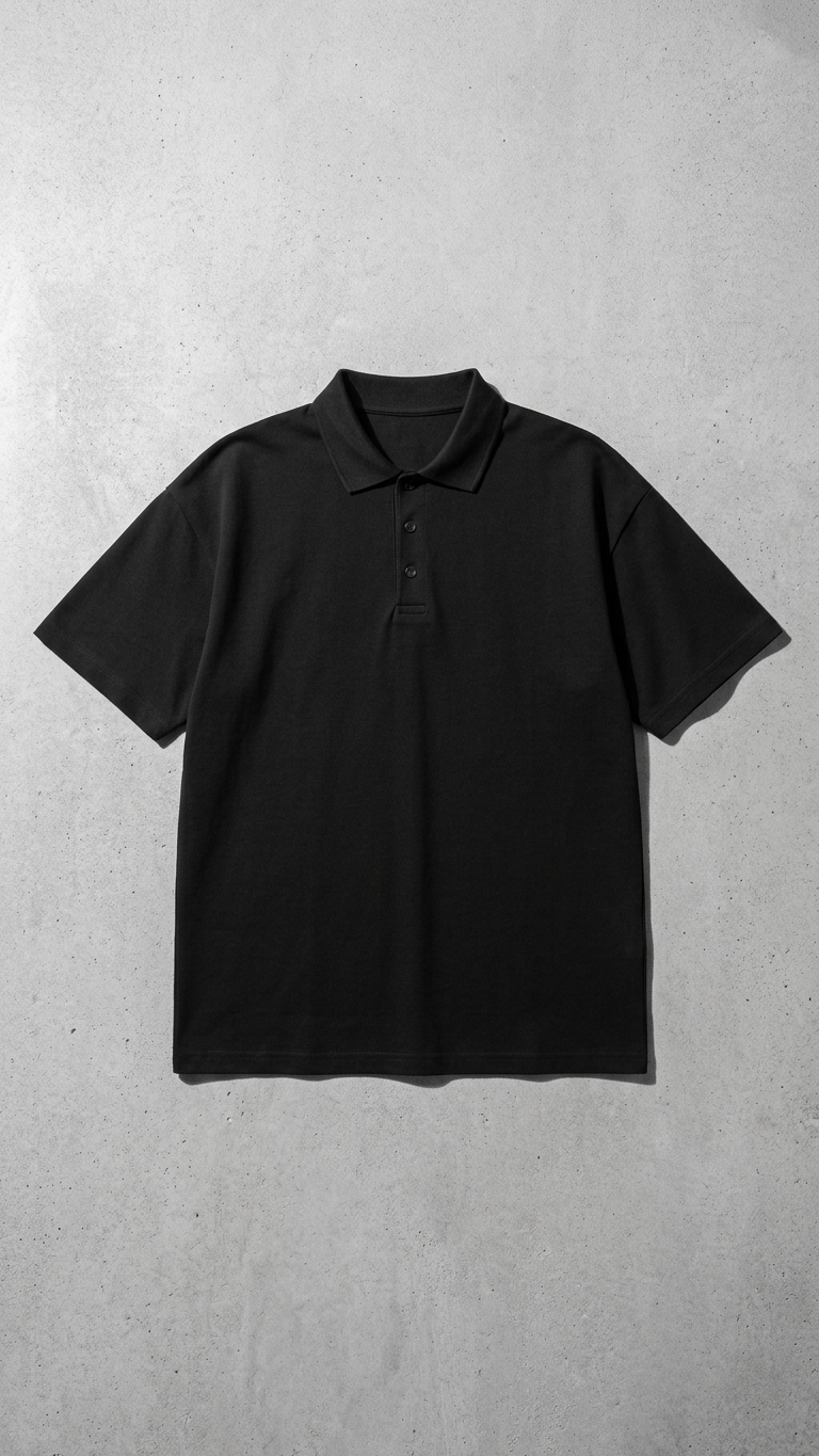 Black Essential Polo Tee