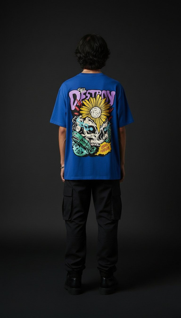 Destroy Oversize T Shirt Blue