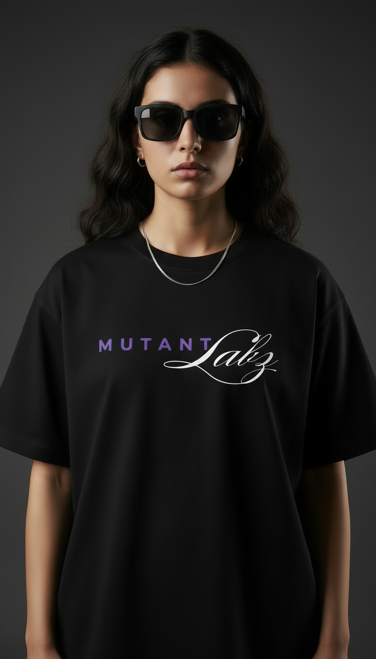 MTL Signature Script Oversize Black T Shirt