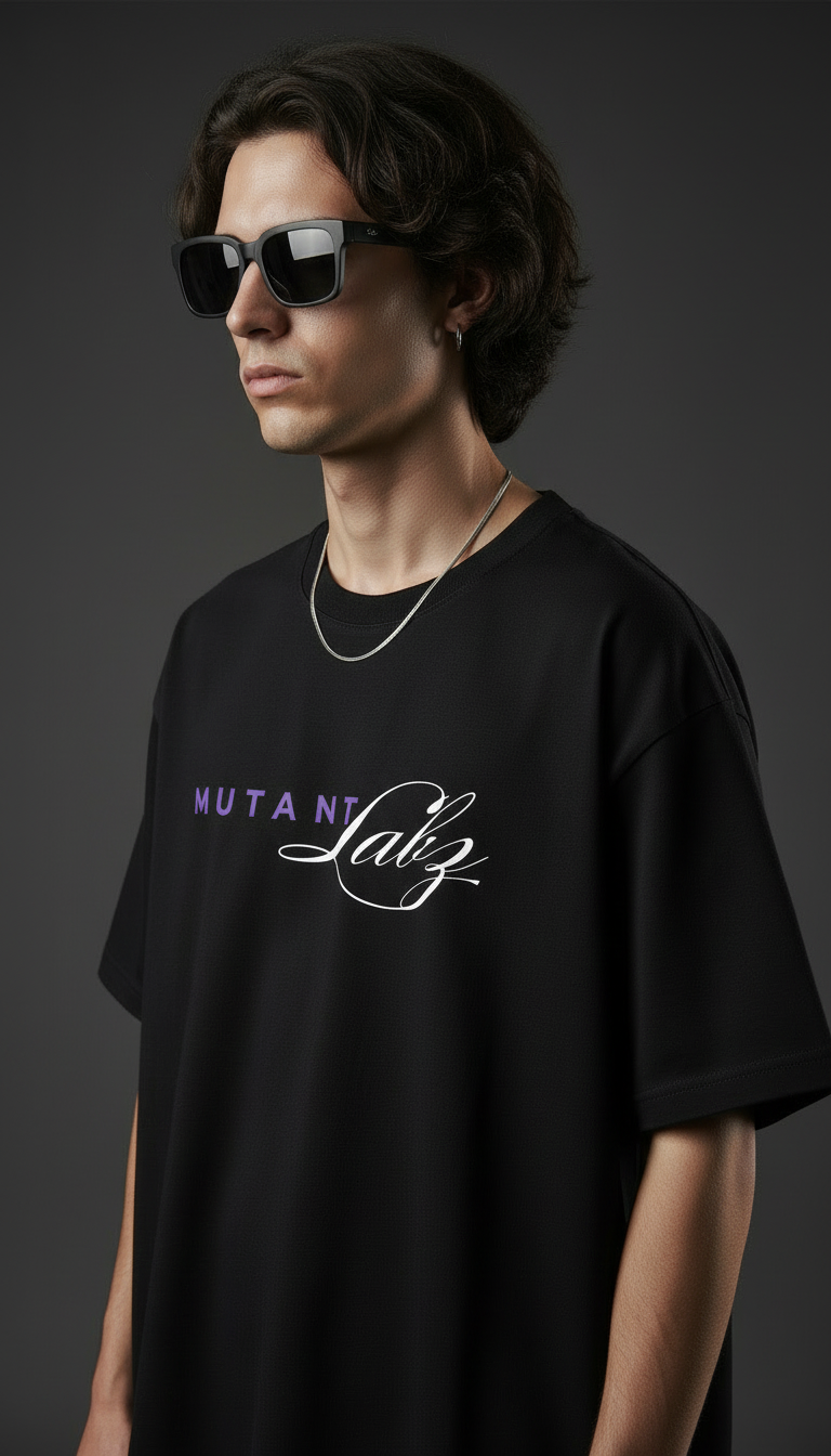 MTL Signature Script Oversize Black T Shirt