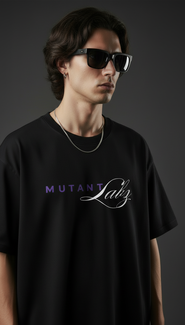 MTL Signature Script Oversize Black T Shirt